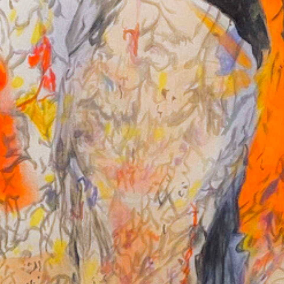 SDLC_07 cover, an abstract painted face in orange, cream, and gray